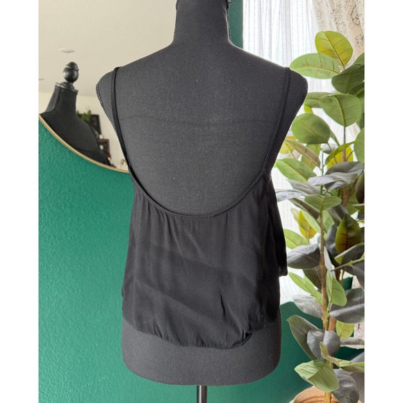 Black Halo Womens Black Viscose Crop Cami Tank Top Size 8 Flowy Romantic Goth - Picture 3 of 9